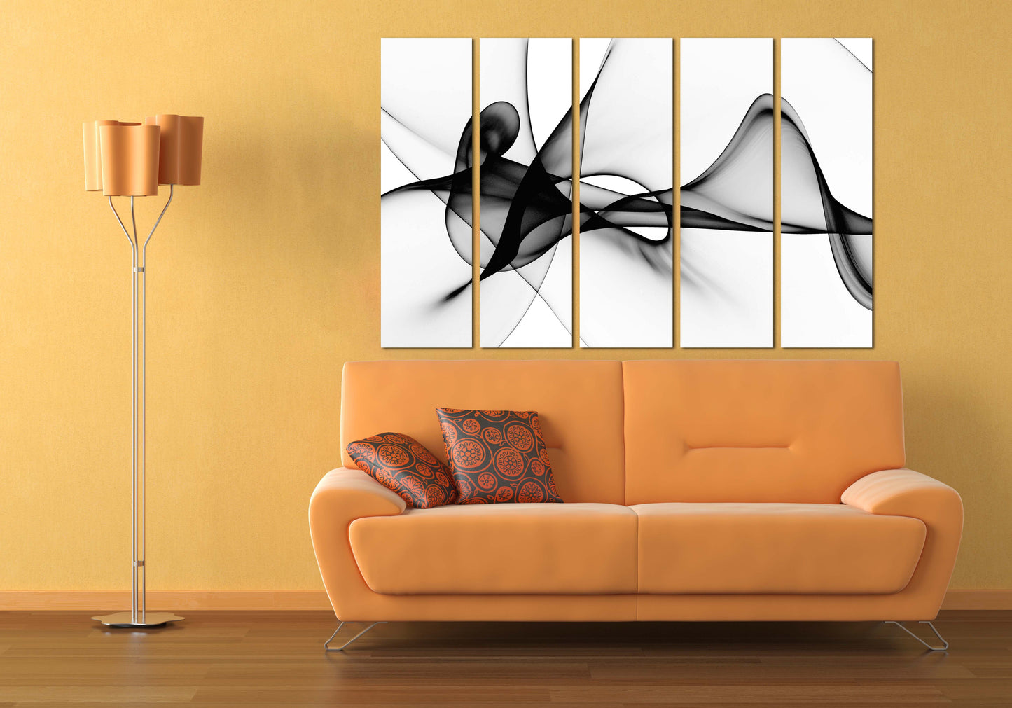 Schwarz-Weiß-Kunst, mehrteilige Leinwand, mehrteilige Wandkunst, Wanddekoration für das Esszimmer, abstrakte Wandkunst, abstraktes Gemälde, extragroße Wandkunst