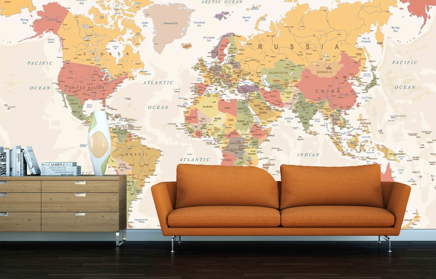 World map mural Removable wallpaper Textured wallpaper fabric wallpaper vinyl wallpaper modern wallpaper wall print art detailed world map