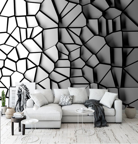 Abstract wallpaper Peel and stick wallpaper Photo wallpaper Textured wallpaper black wallpapers geometric wallpaper 3d wall mural