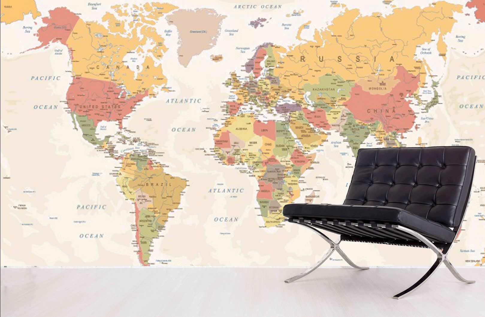 World map mural Removable wallpaper Textured wallpaper fabric wallpaper vinyl wallpaper modern wallpaper wall print art detailed world map