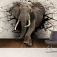 Elephant 3d wallpaper peel and stick wall mural, modern nursery wallpaper animals, removable wallpaper, canvas wallpaper, vinyl wallpaper