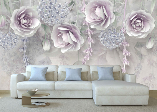 Flowers wallpaper Floral Peel and stick wallpaper Photo wallpaper Textured wallpaper adhesive wallpaper Botanical removable wallpaper