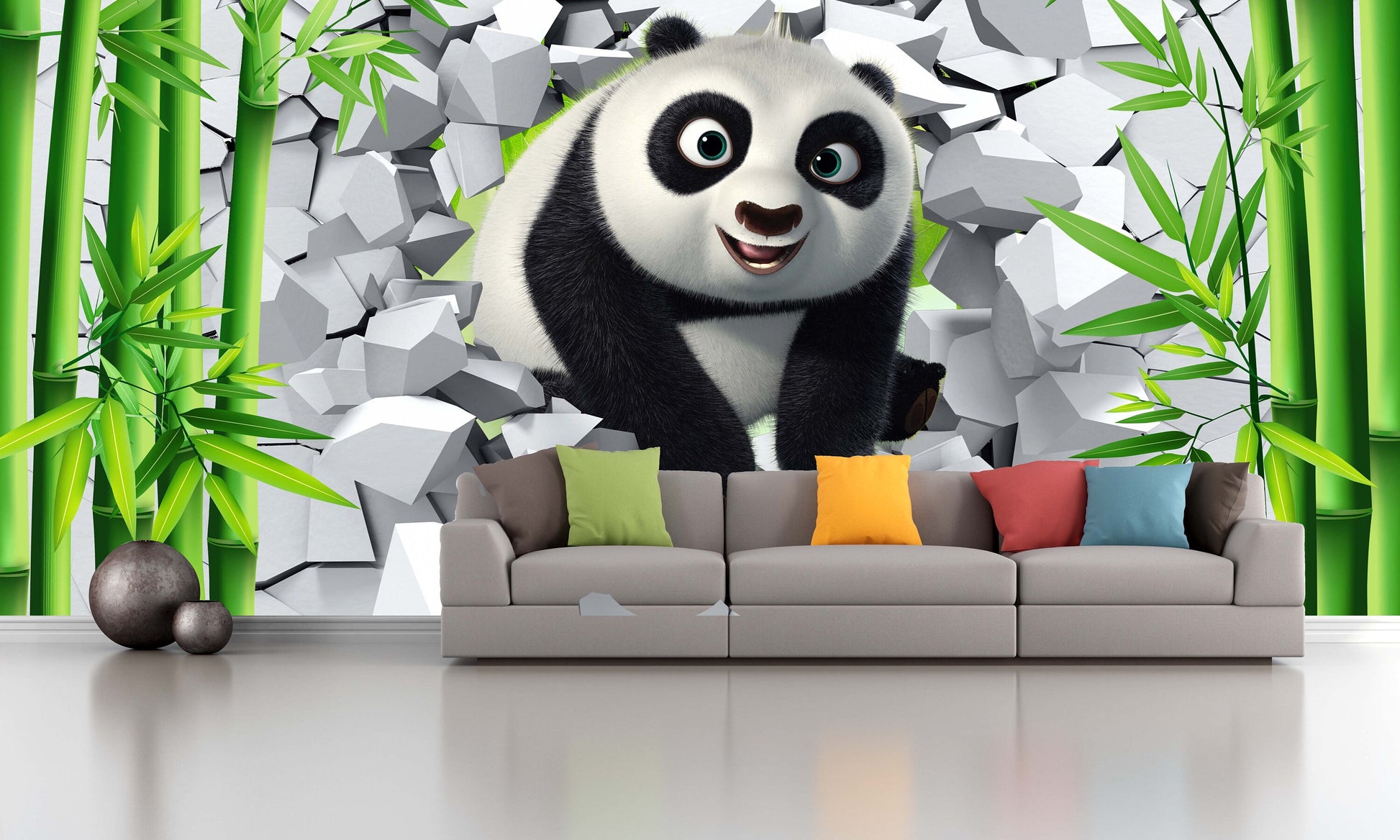 Panda wall art kids Animal Removable Textured wallpaper nursery wall mural vinyl modern wallpaper wall print art