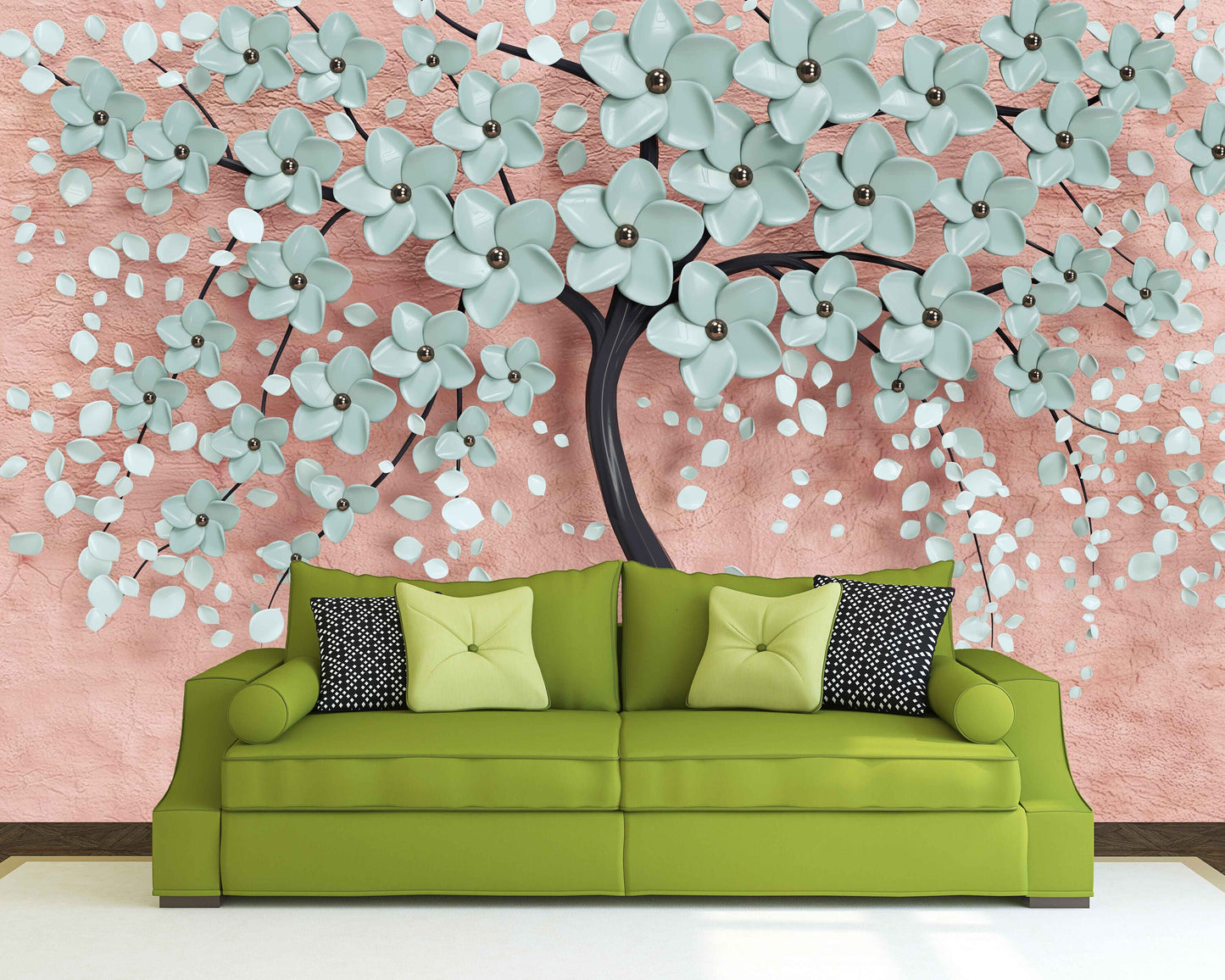 Sakura blossoms Japanese wall art Flowers wallpaper Peel&stick wallpaper Asian wall art Botanical removable wallpaper Chinoiserie wallpaper