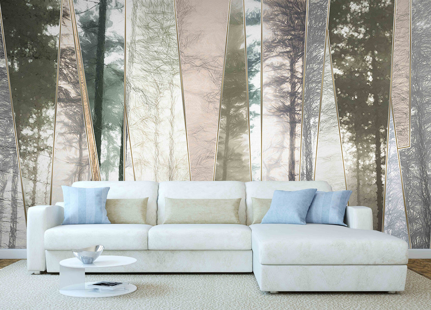 Foggy forest wall art woodland wallpaper Modern wallpaper Removable wallpaper Textured wallpaper fabric wallpaper vinyl wallpaper