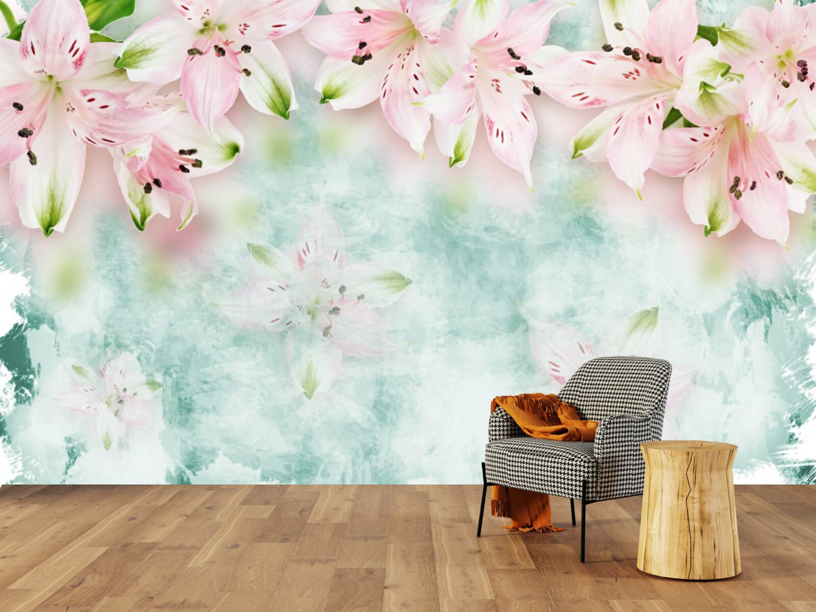 Flowers wallpaper Floral Peel and stick wallpaper Wall mural peel and stick adhesive wallpaper Botanical removable wallpaper