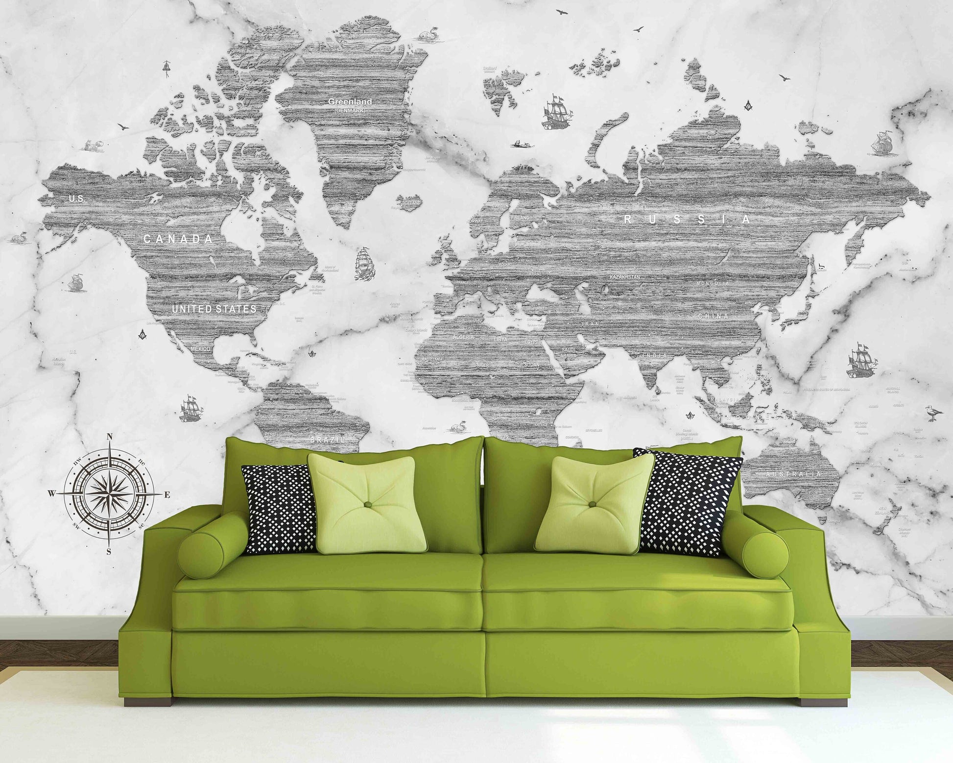 World map mural Removable wallpaper Textured wallpaper fabric wallpaper vinyl wallpaper modern wallpaper wall print art detailed world map