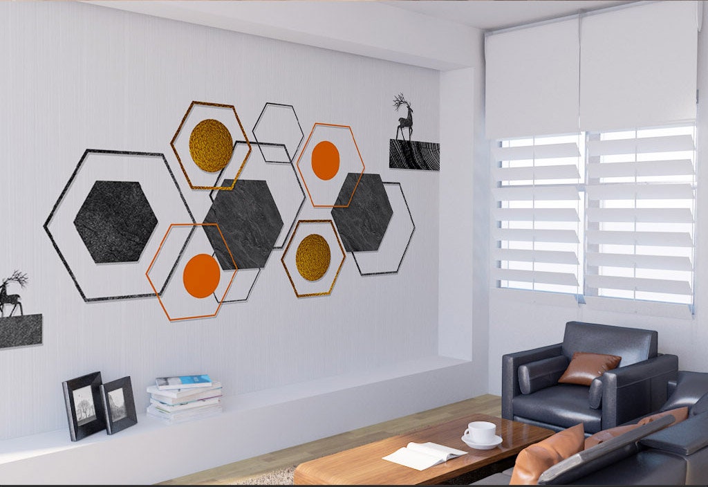 Geometric wallpaper 3d wall mural Abstract wallpaper Peel and stick wallpaper Photo wallpaper Black and white art removable wallpaper