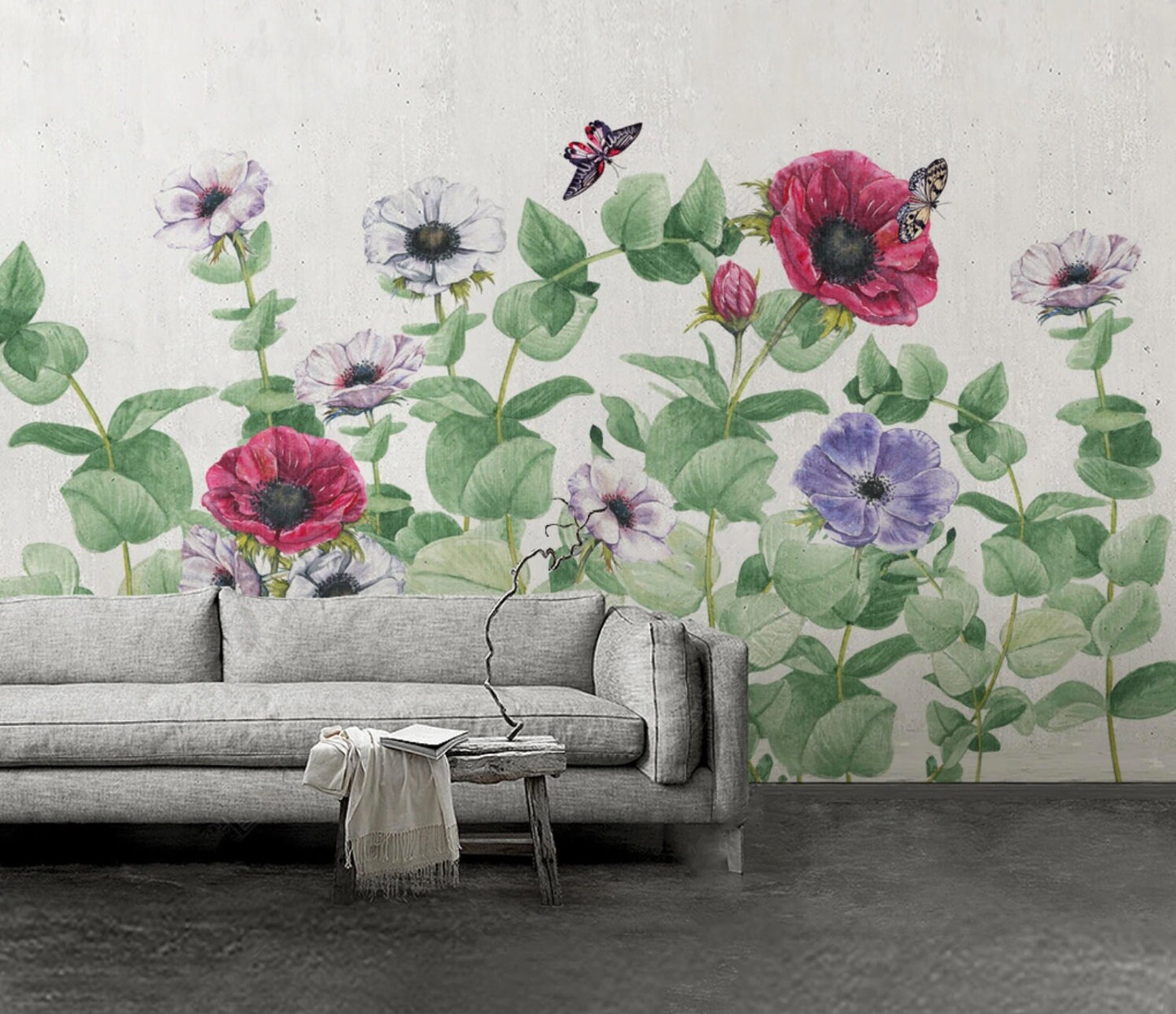 Flowers wall mural Floral Peel and stick Photo Textured adhesive wallpaper Botanical removable wallpaper wall covering