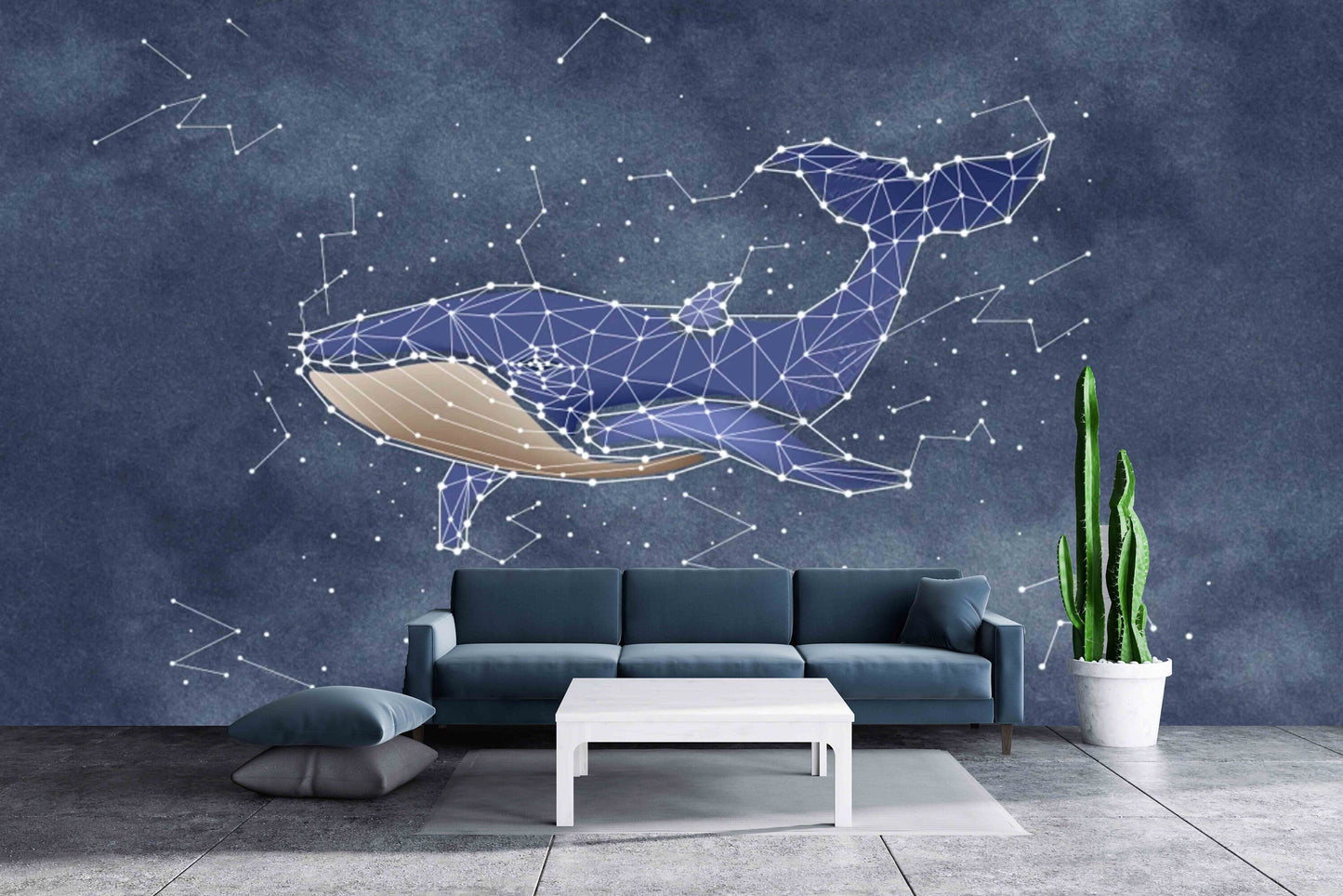 Whale wall art Peel and stick wall mural Modern Removable wall decor Textured fabric vinyl wallpaper abstract wall covering shark poster