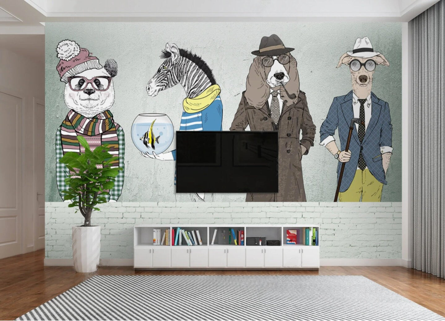 Peel and stick wall mural Modern Removable wall decor Textured fabric vinyl wallpaper animals wallpaper wall covering stick on wallpaper