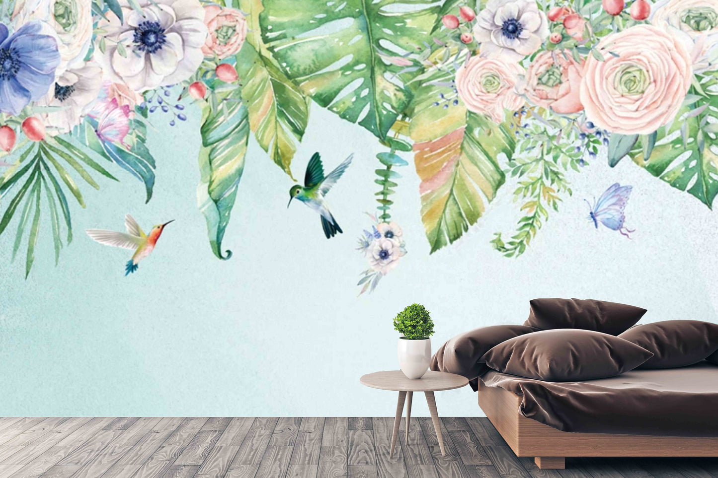 Boho wallpaper Flower wallpaper Floral Peel and Stick wall mural Self Adhesive Removable wallpaper Living Room Bedroom wall decoration