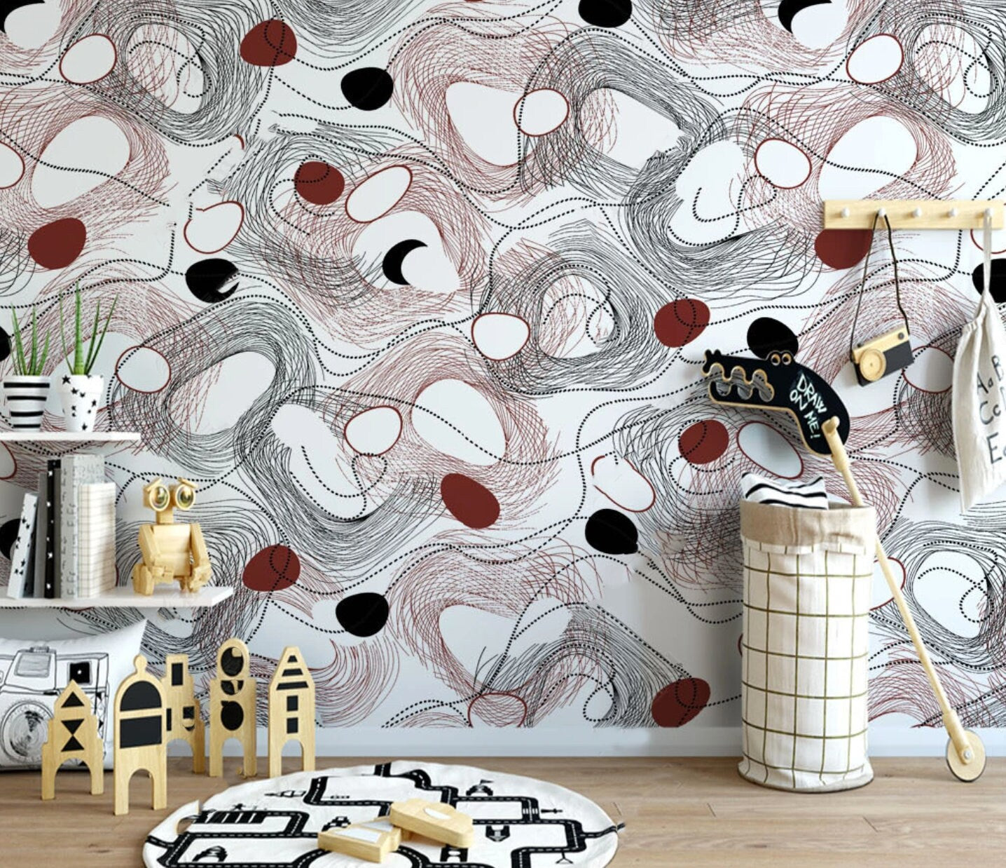 Abstract wallpaper peel and stick wall paper wall mural prints, photo removable wallpaper art deco, bedroom wall decor