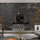 Asian grey gold wallpaper peel and stick wall mural, japanese wallpaper, chinoiserie self adhesivewallpaper, vinyl wall mural prints