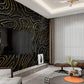Abstract black and gold wallpaper peel and stick wall mural, removable art deco modern wallpaper minimalist bedroom wall decor