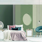 Mid century modern wallpaper peel and stick wall mural, green wallpaper, accent wallpaper, geometric vinyl wallpaper, canvas wallpaper