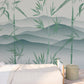 Bamboo pell and stick wall mural, self adhesive tropical wallpaper, accentual landscape wall decal, removable green mountains wallpaper